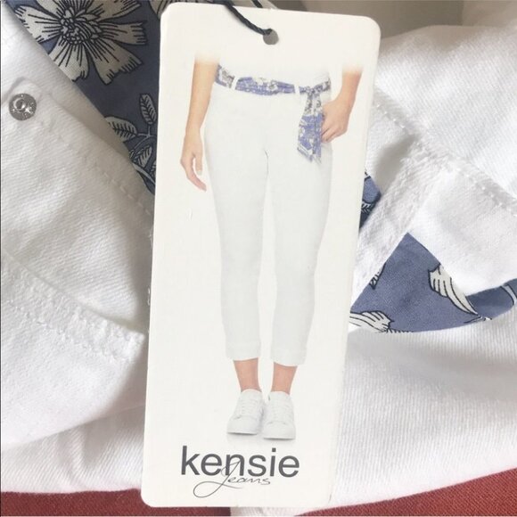 NWT Kensie White Belted Crop Ankle Slim  straight Relaxed Fit Jean Women size 14 - Picture 11 of 16